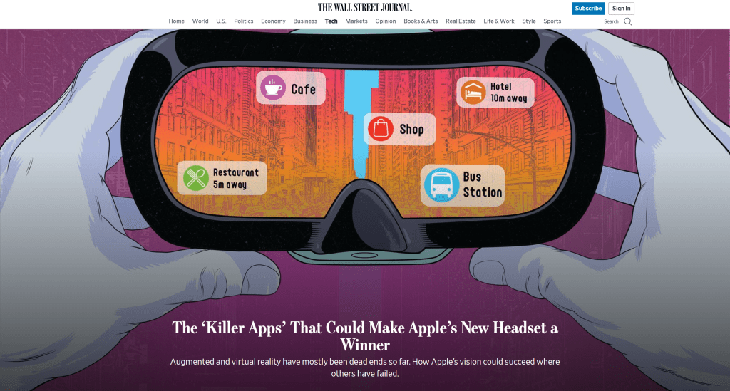 The Wall Street Journal: The ‘Killer Apps’ That Could Make Apple’s New Headset a Winner